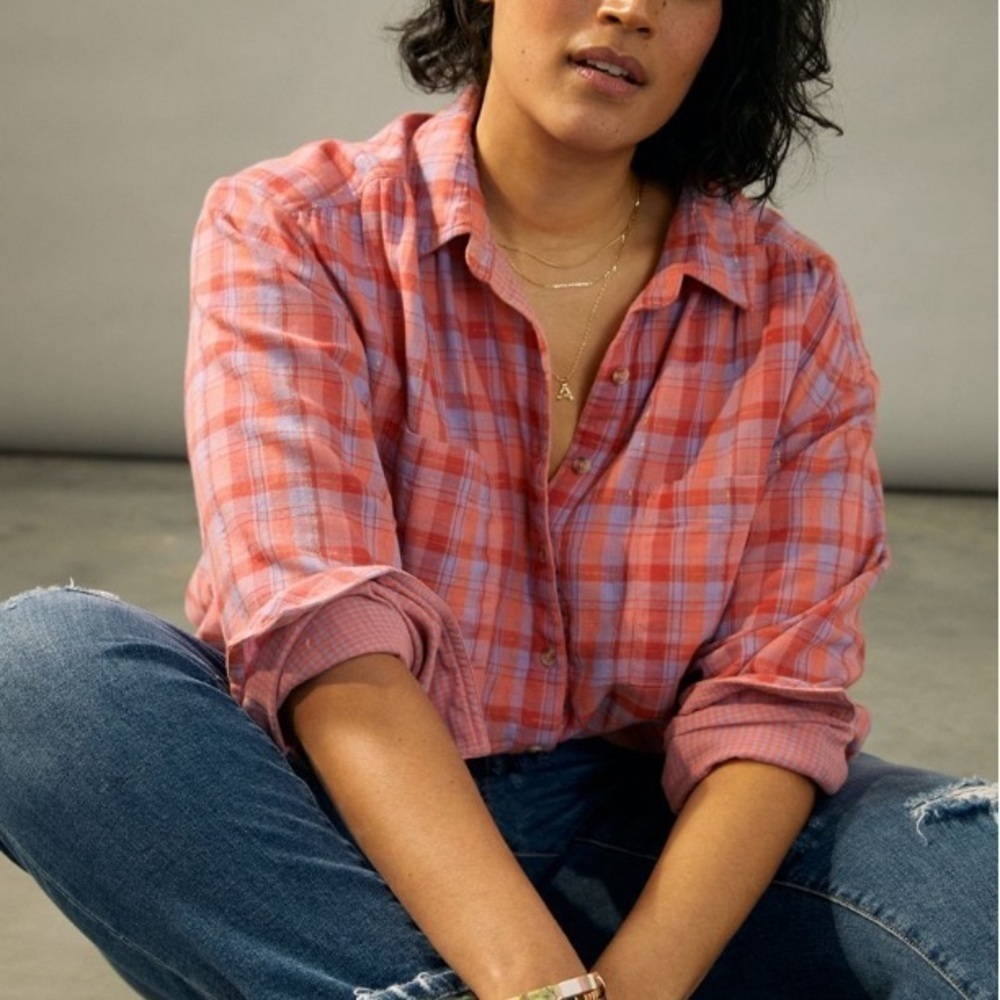 NWT Anthro Seen Worn Kept Romy Plaid Buttondown - Picture 5 of 9